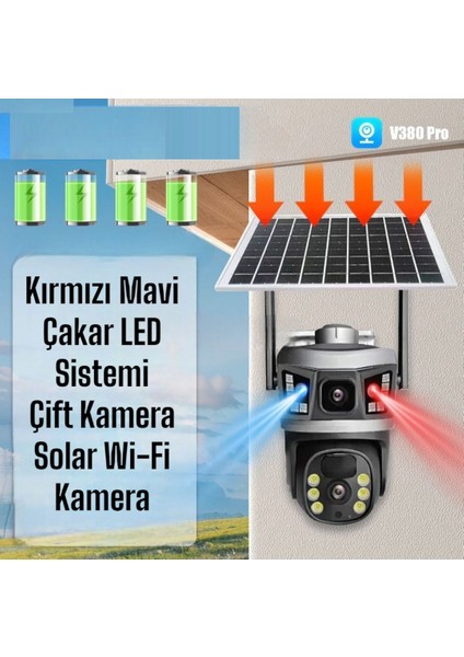 Çift Kameralı Wifi Solar Ptz Kamera V380 Pro Yazılım