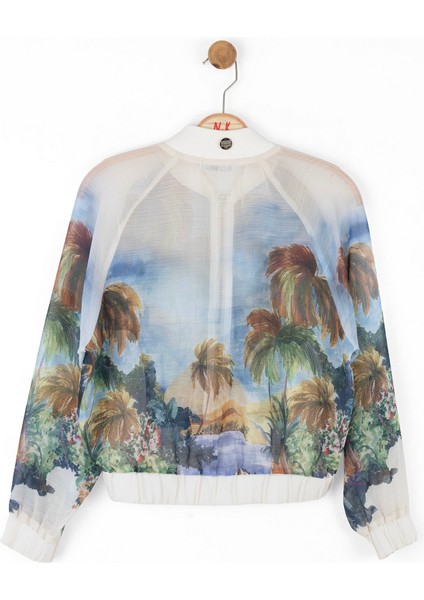 10-16YAŞ Arası Kız Çocuk Forest Fermuarlı Ceket - Krem-Mavi indirimleri