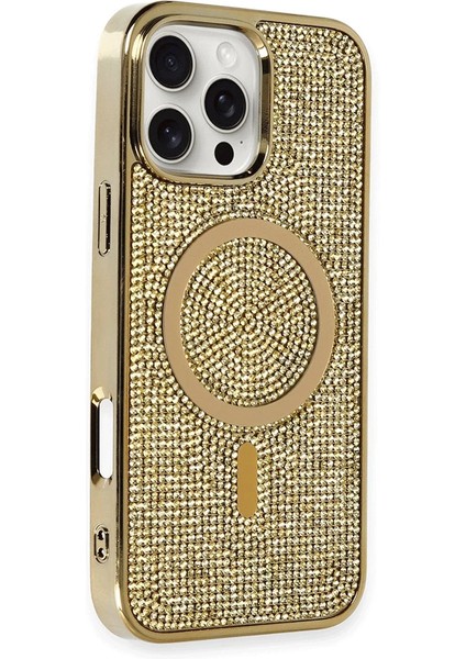 Apple iPhone 16 Pro Max Kılıf Diamond Magsafe Kapak - Gold Gnzrz