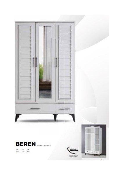 Beren 3 Kapaklı Dolap