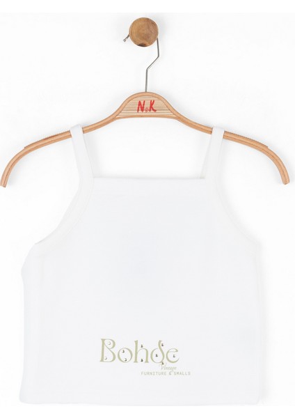 10-16 Yaş Rası Kız Çocuk Vıntage Ekru Crop - Ekru