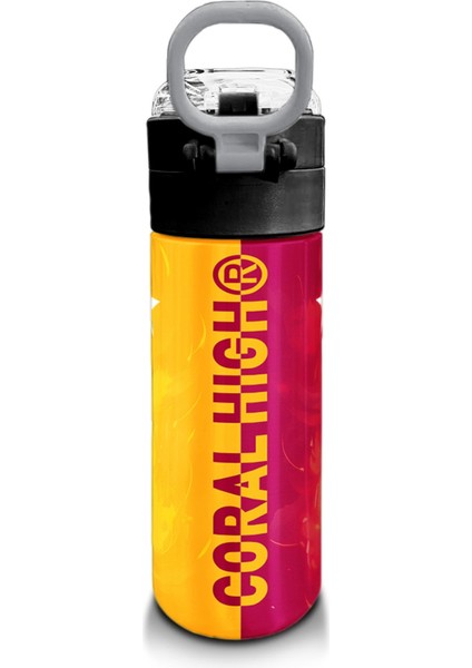 Kids Sarı Kırmızı 5 Yıldız Aslan Taraftar Desenli Pipetli ve Direkt Içim Çelik Termos 500 ml 31792