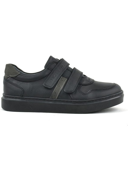 Hakiki Deri Siyah Cırtlı Erkek Çocuk Sneaker Ayakkabı