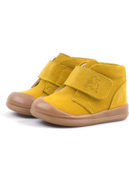 Yoohoo Hakiki Deri Sarı Cırtlı Unisex Bebek Bot
