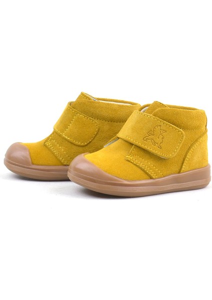 Yoohoo Hakiki Deri Sarı Cırtlı Unisex Bebek Bot