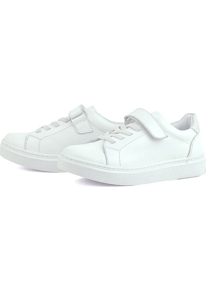 Hakiki Deri Beyaz Cırtlı Bağcıklı Kız Çocuk Sneakers fırsatları