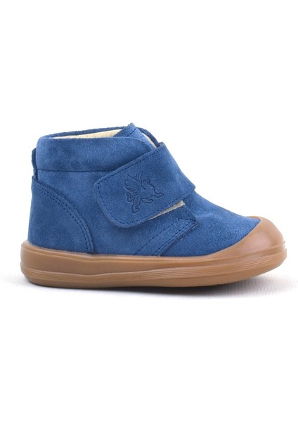 Yoohoo Hakiki Deri Lacivert Cırtlı Unisex Bebek Bot