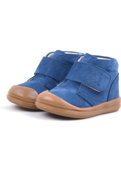 Yoohoo Hakiki Deri Lacivert Cırtlı Unisex Bebek Bot