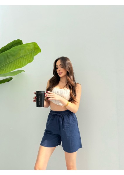 Çift Cep Detaylı Beli Bağlamalı Keten Şort KETŞ007 fiyatları