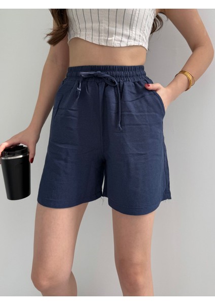 Çift Cep Detaylı Beli Bağlamalı Keten Şort KETŞ007 indirimleri