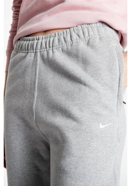 Solo Swoosh Fleece Pant Pamuklu Şardonlu Bol Kesim Yüksek Bel Kadın Eşofman Altı Gri