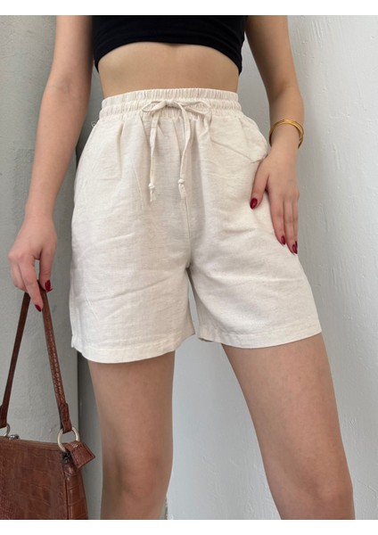 Çift Cep Detaylı Beli Bağlamalı Keten Şort KETŞ007 fırsatları