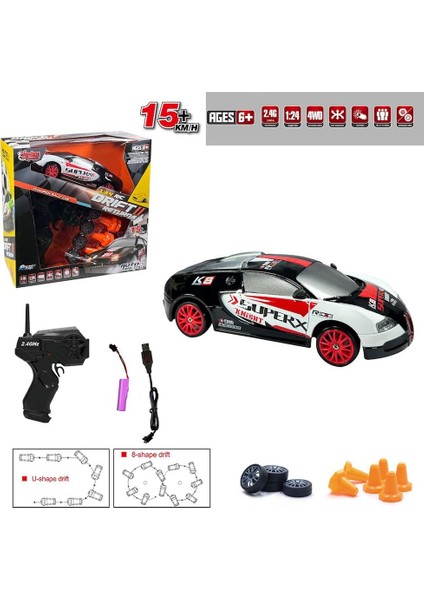 Vardem Uzaktan Kumandalı Full Fonksiyon 2.4g Şarjlı 1:24 Drift Araba - Kırmızı