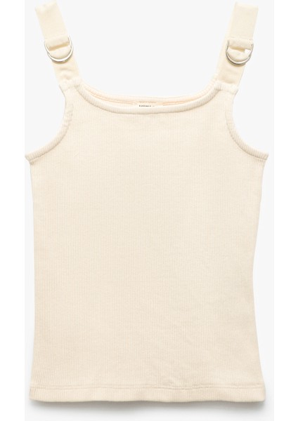 Ribanalı Pamuklu Toka Detaylı Askılı Atlet