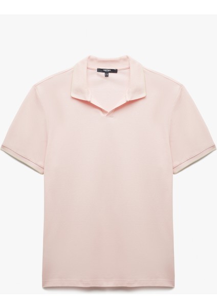 Kontrast Detaylı Pamuklu Pike Kumaş Kısa Kollu Slim Fit Polo Yaka Tişört