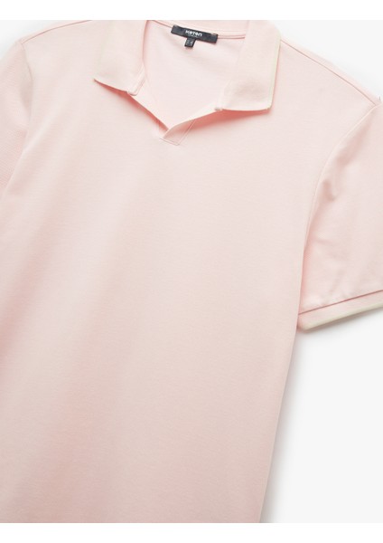 Kontrast Detaylı Pamuklu Pike Kumaş Kısa Kollu Slim Fit Polo Yaka Tişört