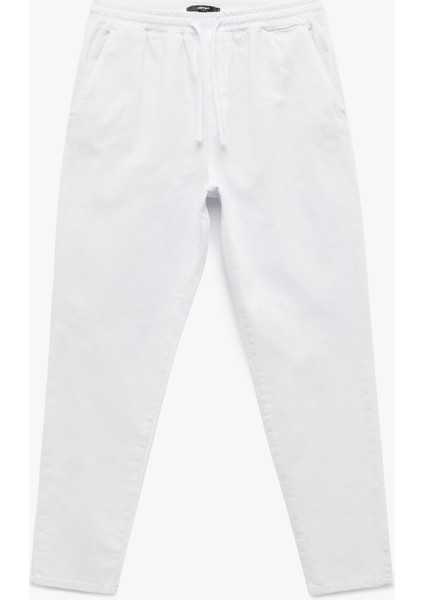 Beli Bağcıklı Pamuklu Cep Detaylı Kanvas Chino Pantolon