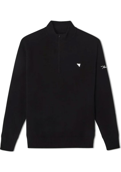 Merinos Yün Yarım Fermuar Kazak Siyah KN20210605S fiyatları