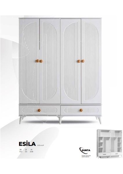 Esila 4 Kapaklı Dolap