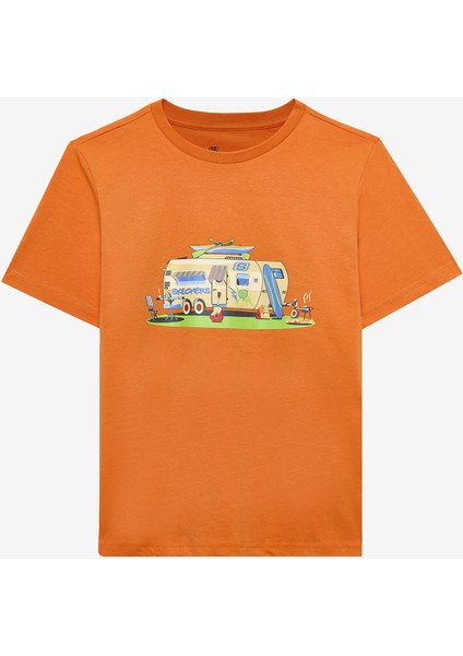 B Short Sleeve Regular Fit T-Shirt Büyük Erkek Çocuk Turuncu Tshirt SK2510102-701