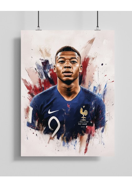 Kylian Mbappe Ünlü Futbolcu Illüstrasyon Posteri