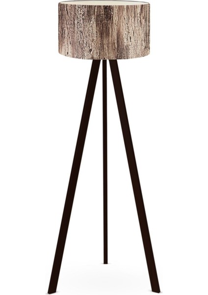 Art Tripod Ahşap Ayaklı Lambader Köşe Lambası Ağaç Kabuğu