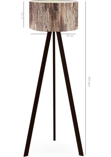 Art Tripod Ahşap Ayaklı Lambader Köşe Lambası Ağaç Kabuğu