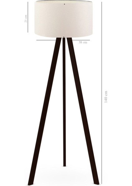 Art Tripod Ahşap Ayaklı Lambader Köşe Lambası Krem Upvc