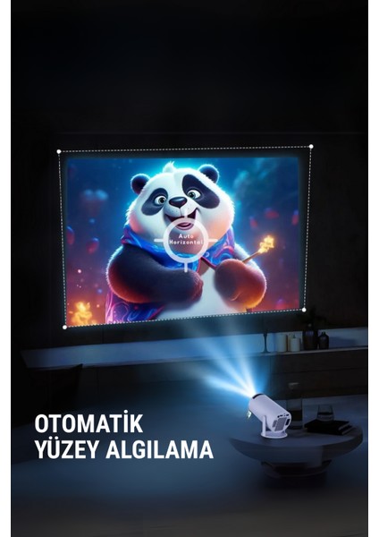 Taşınabilir Android Projeksiyon Cihazı Pro 4K Hd Görüntü Wifi Bluetooth Desteği Speaker Hediyeli W