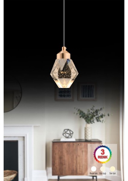 Istanbul Avize Kabarcıklı Liya Tekli Gold 3 Renk Ledli Modern LED Avize