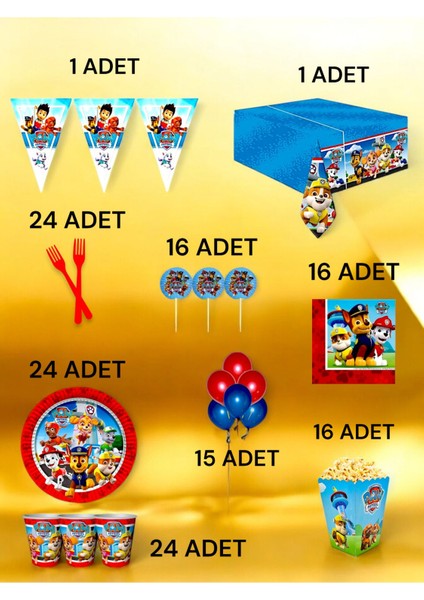 24 Kişilik Paw Patrol Temalı x l Paket - Doğum Günü Parti ve Eğlenceli Etkinlikler fiyatları
