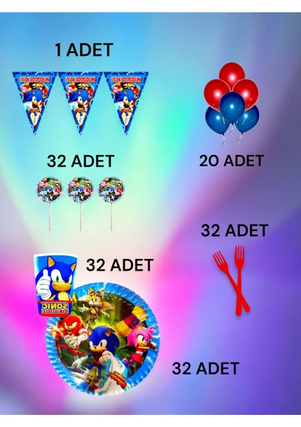 32 Kişilik Sonic Temalı M Paket - Doğum Günü Parti ve Eğlenceli Etkinlikler