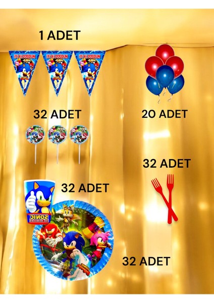 32 Kişilik Sonic Temalı M Paket - Doğum Günü Parti ve Eğlenceli Etkinlikler fiyatları
