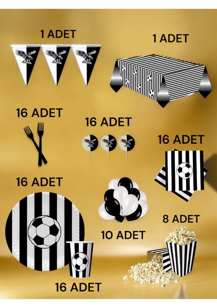 16 Kişilik Siyah Beyaz Taraftar x l Paket - Doğum Günü Parti ve Eğlenceli Etkinlikler fiyatları
