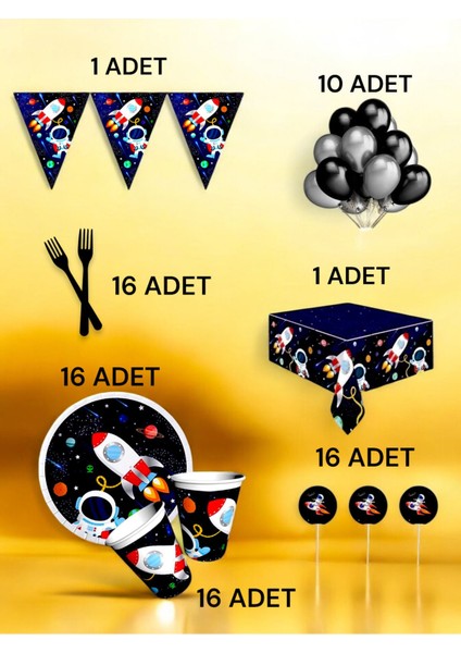 16 Kişilik Uzay Temalı L Paket - Doğum Günü Parti ve Eğlenceli Etkinlikler fiyatları