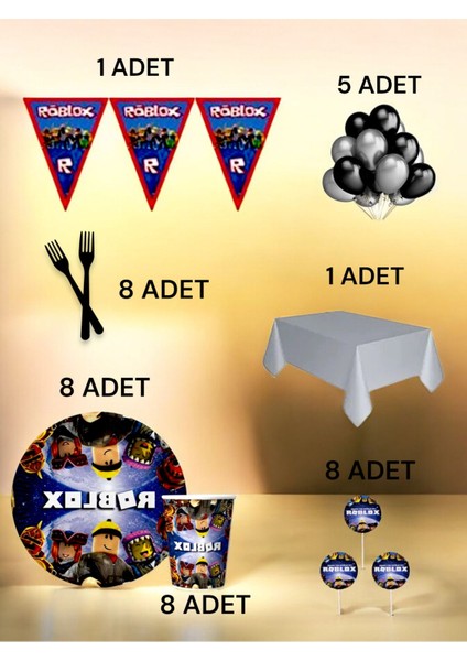 8 Kişilik Roblox Temalı L Paket - Doğum Günü Parti ve Eğlenceli Etkinlikler