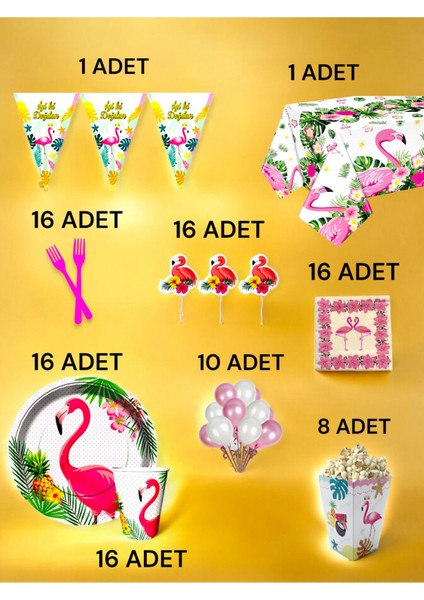 16 Kişilik Flamingo Temalı x l Paket - Doğum Günü Parti ve Eğlenceli Etkinlikler fiyatları