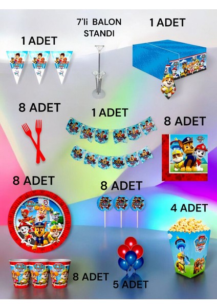 8 Kişilik Paw Patrol Temalı 2xl Paket - Doğum Günü Parti ve Eğlenceli Etkinlikler