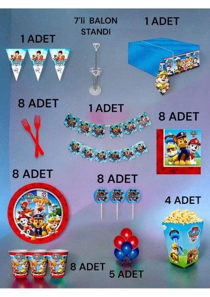 8 Kişilik Paw Patrol Temalı 2xl Paket - Doğum Günü Parti ve Eğlenceli Etkinlikler fiyatları