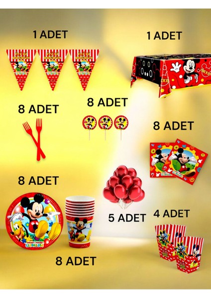 8 Kişilik Mickey Mouse Temalı x l Paket - Doğum Günü Parti ve Eğlenceli Etkinlikler fiyatları