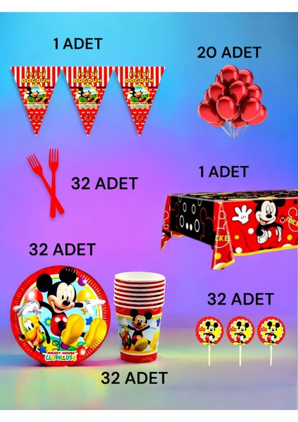 32 Kişilik Mickey Mouse Temalı L Paket - Doğum Günü Parti ve Eğlenceli Etkinlikler