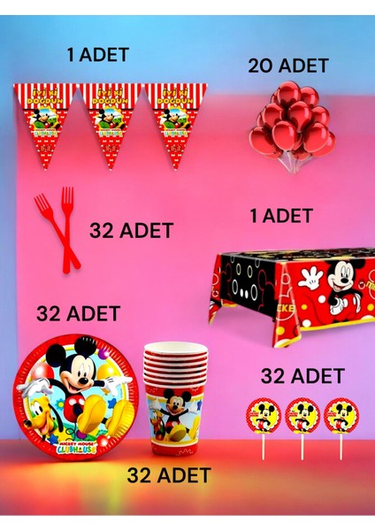 32 Kişilik Mickey Mouse Temalı L Paket - Doğum Günü Parti ve Eğlenceli Etkinlikler fiyatları
