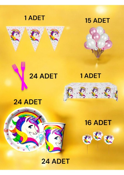 24 Kişilik Unicorn Temalı L Paket - Doğum Günü Parti ve Eğlenceli Etkinlikler fiyatları