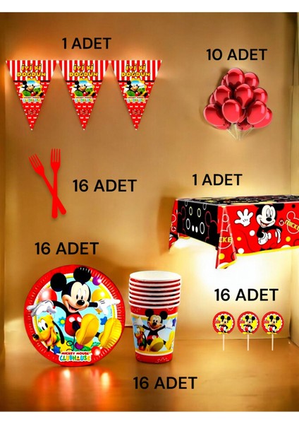 16 Kişilik Mickey Mouse Temalı L Paket - Doğum Günü Parti ve Eğlenceli Etkinlikler fiyatları