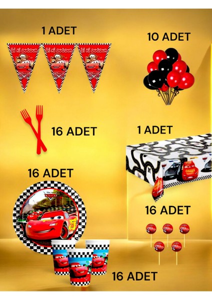 16 Kişilik Cars Temalı L Paket - Doğum Günü Parti ve Eğlenceli Etkinlikler fiyatları