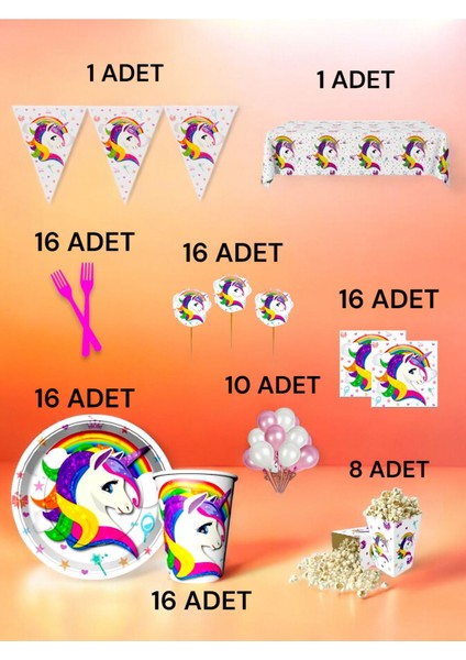 16 Kişilik Unicorn Temalı x l Paket - Doğum Günü Parti ve Eğlenceli Etkinlikler fiyatları