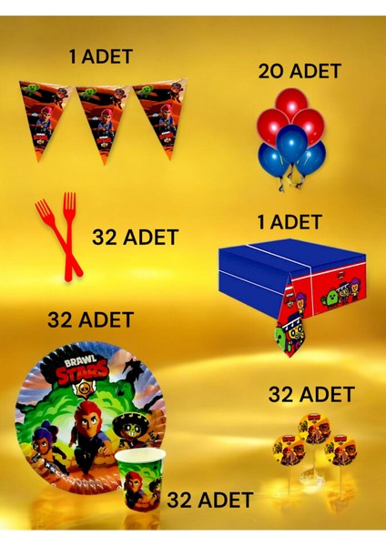 32 Kişilik Brawlstars Temalı L Paket - Doğum Günü Parti ve Eğlenceli Etkinlikler fiyatları