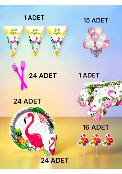 24 Kişilik Flamingo Temalı L Paket - Doğum Günü Parti ve Eğlenceli Etkinlikler fiyatları