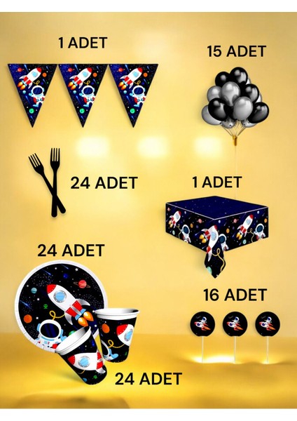 24 Kişilik Uzay Temalı L Paket - Doğum Günü Parti ve Eğlenceli Etkinlikler fiyatları