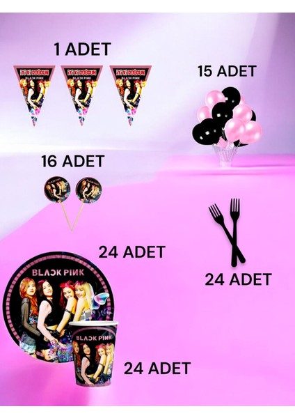 24 Kişilik Blackpink Temalı M Paket - Doğum Günü Parti ve Eğlenceli Etkinlikler fiyatları
